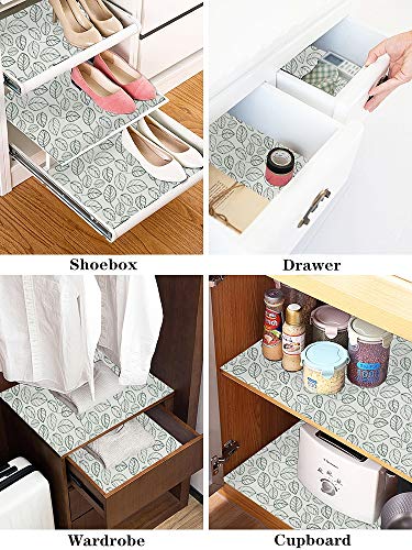 Green Leaves Shelf Liners Green Wallpaper Green Peel and Stick Wallpaper Green Leaves Wall Paper Self Adhesive Modern Natural Leaf Waterproof Removable Leaf Wall Decals Home Decorative 17.7”×78.7”