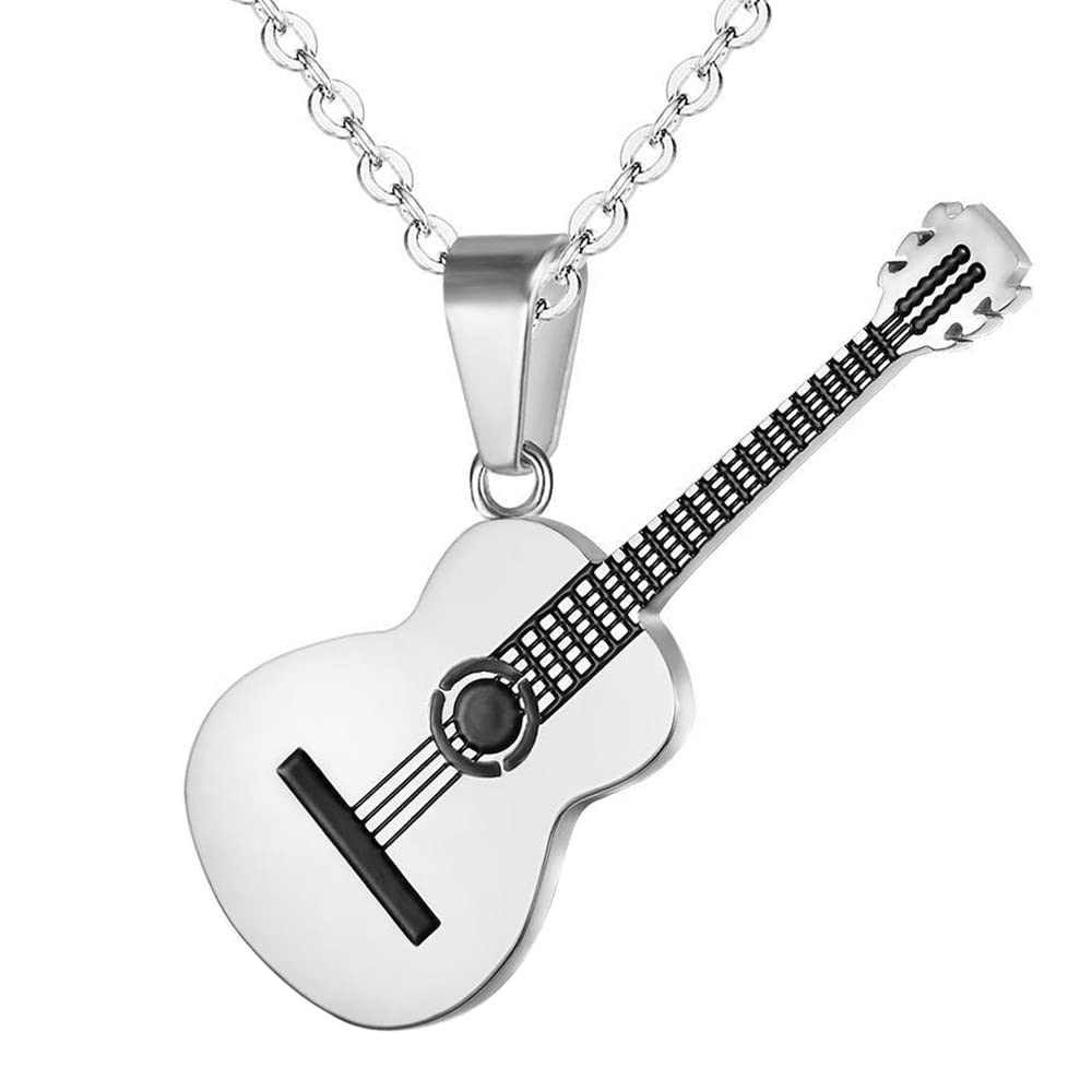 Peora Silver Plated Guitar Shape Pendant Chain Necklace Fashion Casual Jewellery Gift for Men & Women (B0C4DWQZ6C) Amazon Price History, Amazon Price Tracker