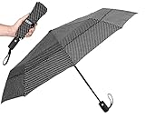 EEZ-Y Reise-Regenschirme für Regen – windabweisend mit Öffnungsknopf – Salt'n'Pepper Polka Dots, Salt N' Pepper