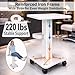 Esthetician Machine Stand with Wheels, 220 lbs Capacity Beauty Salon Rolling Trolley Cart with 2 Locking Casters, Iron Spa Equipment Cart for Facial & RF Devices, White