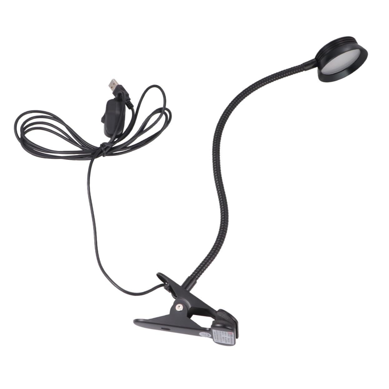 TEHAUX Lampada da Lettura USB Pinza LED 4w, Luce da Libro | Collo Flessibile, Clip Robusta, Nero, Cavo USB Incluso, 2 Livelli di Luminosità per Lettura a Letto
