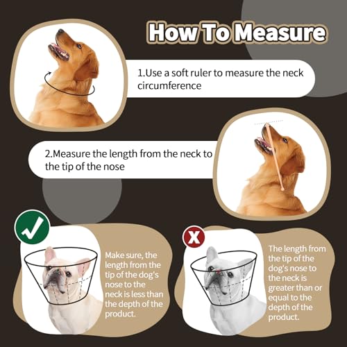 Kuoser Halskrause Hund, Bequem Leckschutz Hund,Schutzmaßnahmen Schutzkragen Hund, Einstellbar Hundekragen, Hunde Halskrause Leckschutz für Hunde, Vorbeugung von Biss- und Leckwunden,Braun S