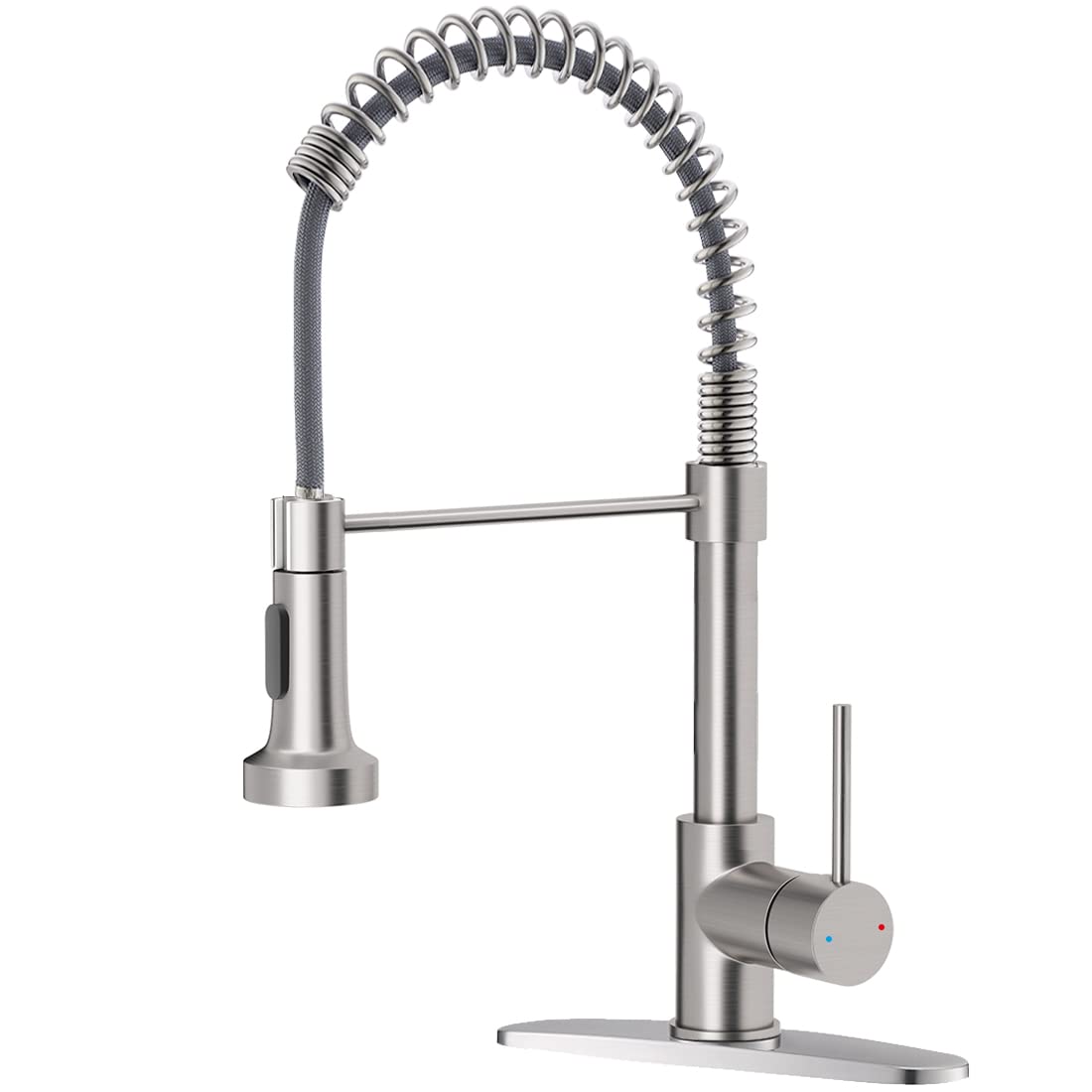 OWOFAN Kitchen Faucet with Pull Down Sprayer Brushed Nickel Stainless Steel 1 Handle Pull Out Spring Sink Faucets 1 Hole Or 3 Hole Dual Function for Farmhouse Camper Laundry Utility Rv Wet BarRecycled Claim Standard Blended