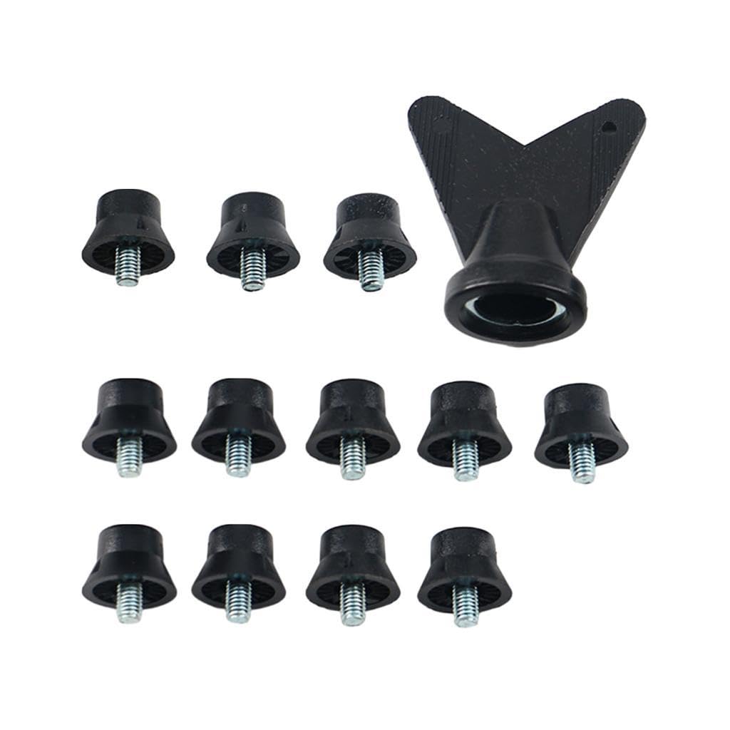 12 Tacos De Repuesto Para Botas De Fútbol – Rosca De 5 Mm, Metal Y Plástico Antideslizantes, Incluye Llave, Tamaños 7, 10, 13 Y 16 Mm, Compatibles Con Botas Estándar