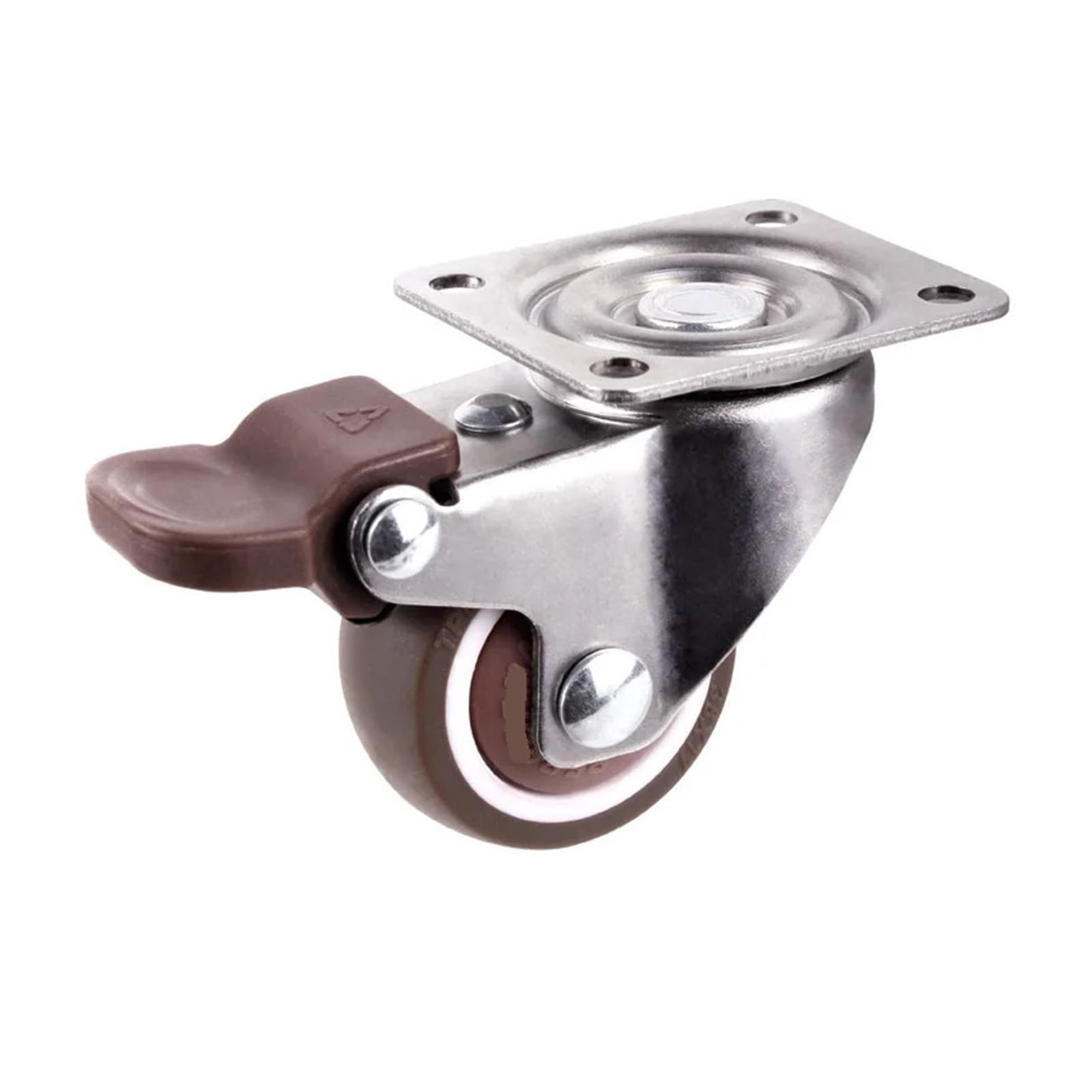 MXXDMOPD 1PCS 1/1.25/1.5/2 inch Furniture casters Rubber Swivel Caster Trolley with Brake(C-brake,1.0 inch)
