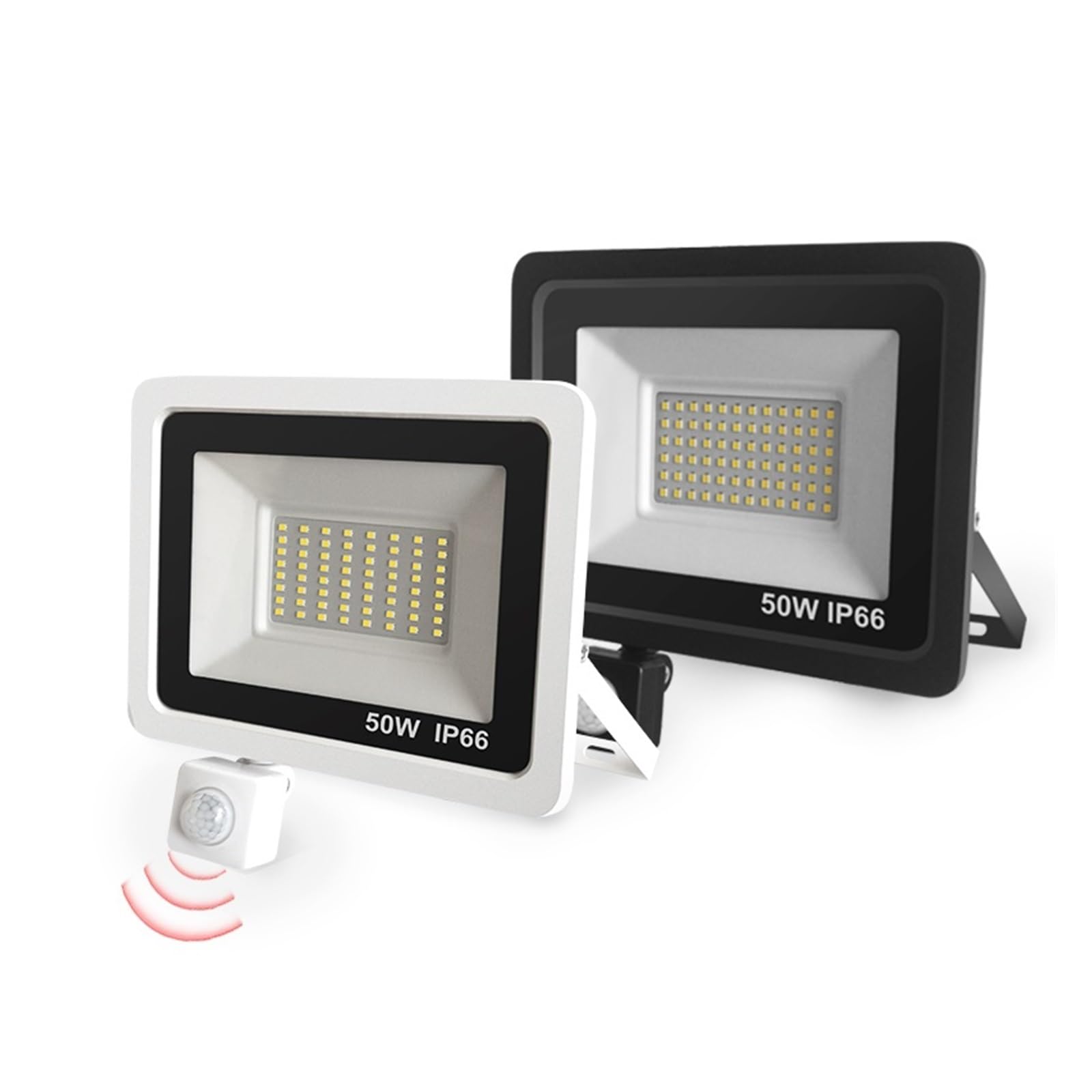 Focos exteriores, Reflector LED Con Sensor De Movimiento RIP IP66, Impermeable For Exteriores, 50W, 100W, Foco For Paisaje Jardín, Luz Pared For Puerta Enlace(2700-3500K,Black 100W)