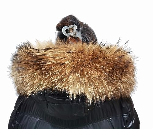 Adynice Véritable col de fourrure femmes cache-cou fourrure écharpe ferme surélevée fourrure de raton laveur colliers cou Wraps capuche unisexe colliers