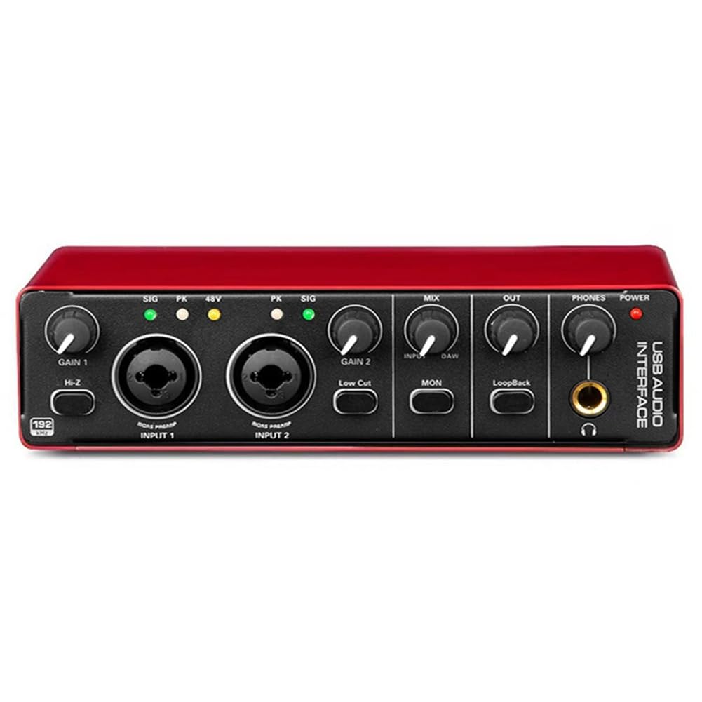 Chant de studio et guitare électrique via interface audio pour enregistrement