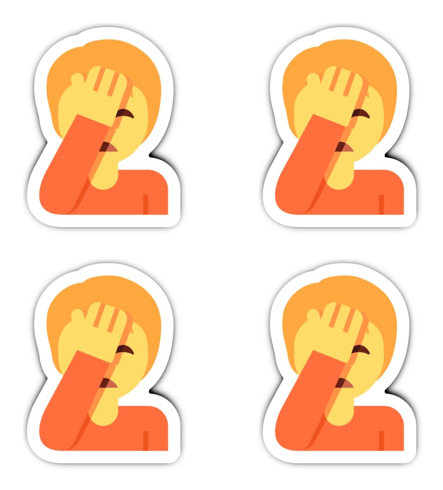 Havati Vibe Laminated Sticker S: 75 Mm, Pack Of 4 Large Face Palm Emoji Stickers, Weatherproof