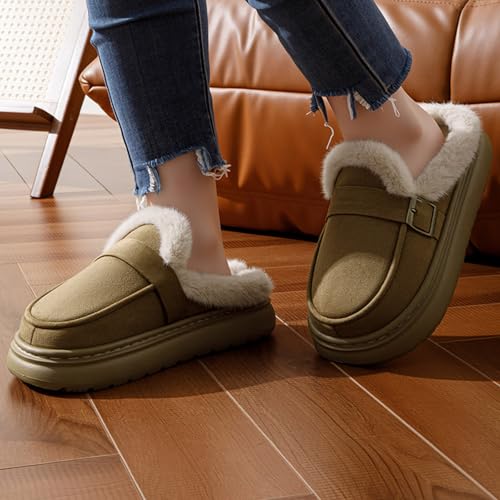 Platform Slippers for Women,Women's Fuzzy Memory Foam Slippers Fluffy Winter House Shoes Indoor and Outdoor Womens Casual Winter Platform Slipper Shoes2