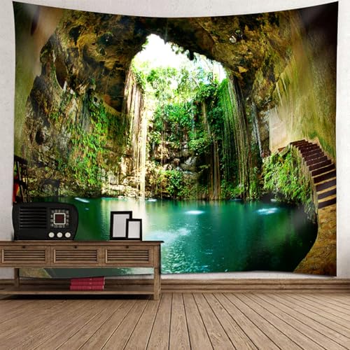 Tenture murale fantastique motif grotte et lac deco chambre enfant adulte