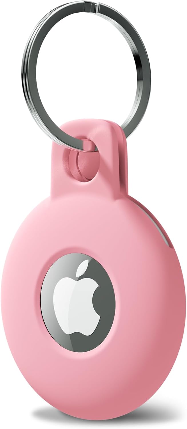 Svanove for Airtag Keychain Airtag Holder Key Ring, Siliocne Airtag Case Air Tag Cover, Cute Airtag Accessories for Kid, Luggage, Cat Dog Collar, Car, Compatible with Apple Airtag 2021, Pink