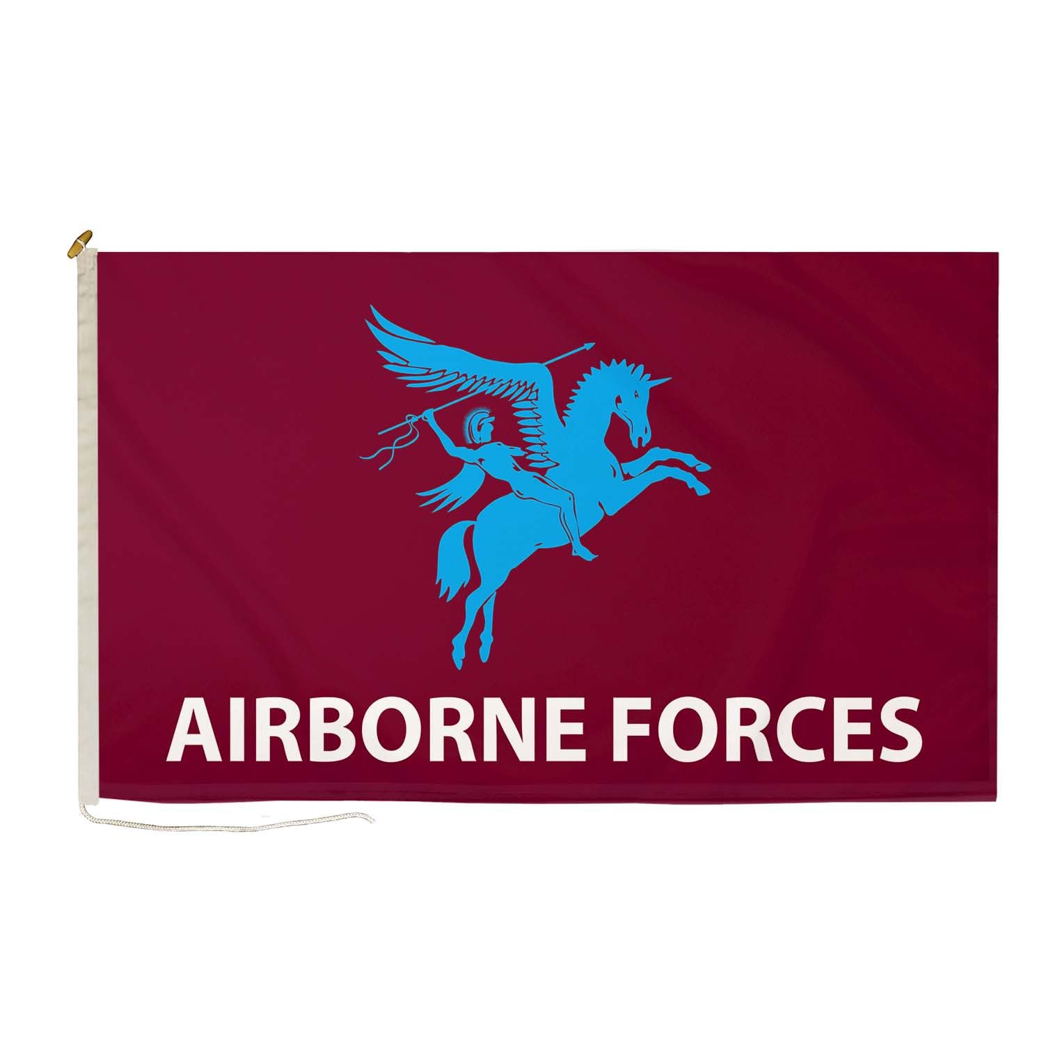 DuraFlag Pegasus Airborne Small Courtesy Flag 20x12 Inch Premium Quality With Rope & Toggle Reinforced Stitching 50x30cm British Army Airborne Pegasus Emblem Flag Heavy Duty Polyester