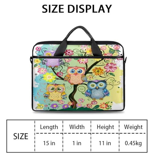 Bolsa para portátil 15 pulgadas con diseño de búhos y flores miniatura 2