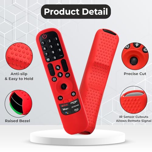 Image of TECHONTO Silicone LG Remote Control Cover- Protective Case with Non-Slip Grip, Shockproof & Dustproof Sleeve- Compatible with MR21GA(2021), MR22GA(2022), MR23GA(2023) [Remote NOT Included]- Red