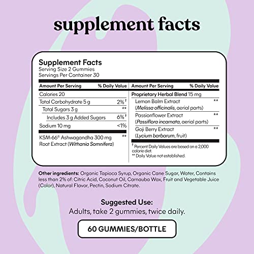 Lemme Chill Stress Relief Gummies with 300mg KSM-66 Ashwagandha, Lemon Balm, Passionflower & Goji to Support Relaxation, Healthy Cortisol & Sleep - Vegan, Gluten-Free, Non-GMO, Mixed Berry (60 Count) - Image 5