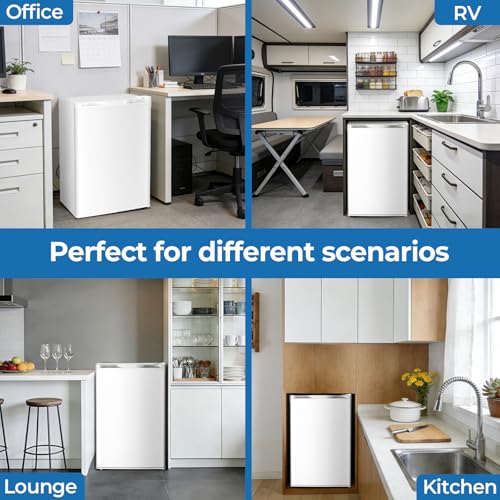 Image of Electactic 4.5 Cu.ft Mini Fridge with Freezer, Compact Refrigerator with Reversible Single Door, Adjustable Thermostat, Low Noise, Energy Efficient for Office, Dorm, Bedroom, Apartment White
