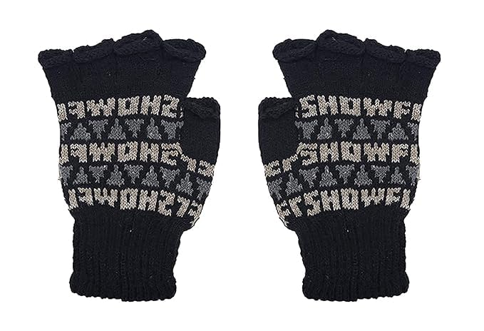 GIRLYZ ATTIRE Finger Cut Winter Gloves for Girls Cut Finger Woolen Bike Riding Gloves (ASSORTED DESIGN) (Pack of 1)