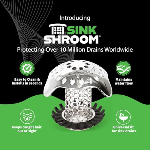 SinkShroom Ultra Revolutionärer Abflussschutz für Waschbecken, Edelstahl eigenständig
