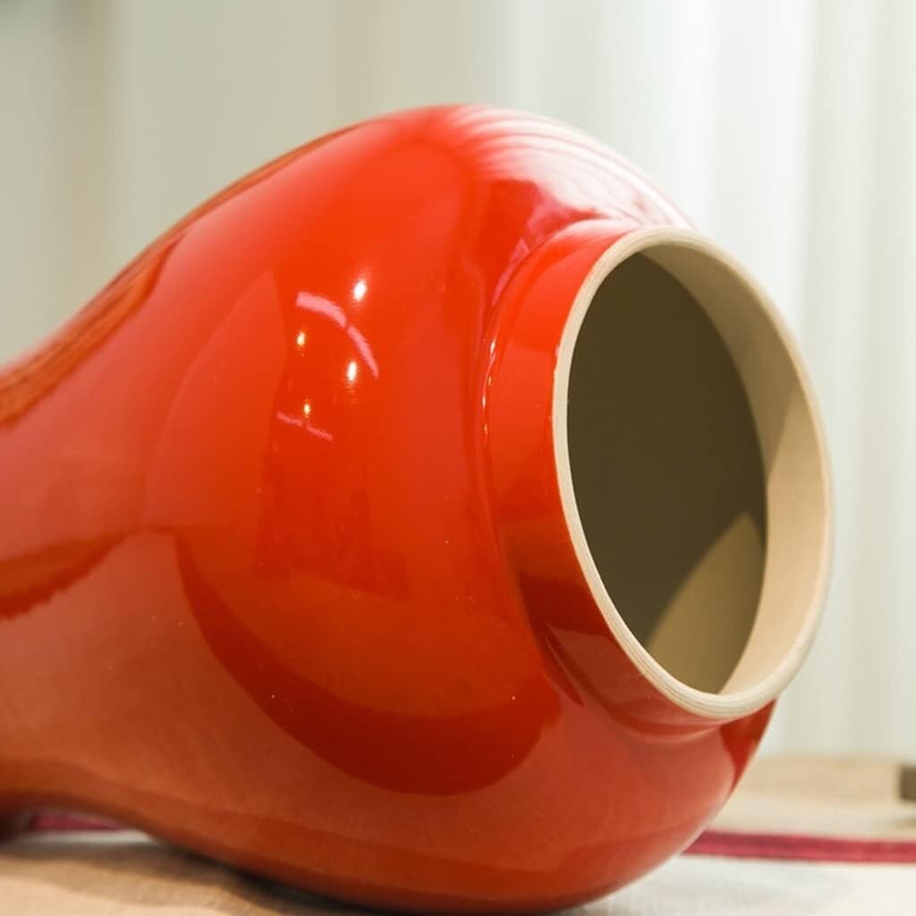ELEFOCUS Traditional Red Porcelain Temple Pot with Lid, Handmade Glossy Ceramic Ginger Jar for Home Décor and Storage