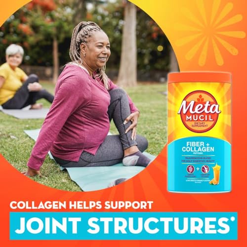 Metamucil Daily Fiber + Collagen, Psyllium Husk Powder, Plant Based, Sugar-Free with Stevia, 3-in-1 Fiber for Digestive Health, Orange Flavored, 90 Doses (29.8 OZ Fiber Powder) - Image 7