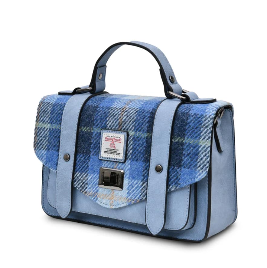 Image of Islander Women's Medium Tweed Satchel Handbag, Black and Grey, 24x16x7cm