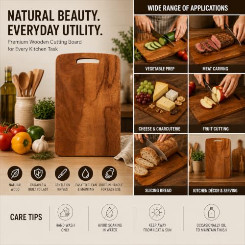 Image of Kitchen Knife Set with Wood Chopping Board (3+1) Ultra Sharp Steel Black Coated Blade with Cover & Anti-Slip Handle | Effortless Cutting | Durable Knife-Friendly Serving & Cutting Board | Ultra-Sharp Blades, Chef, Meat Cleaver & Utility Knife, Eco Friendly Multipurpose Cutting Board, Premium Quality