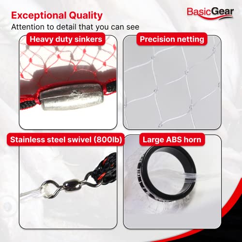 BasicGear® Cast Net, Lead, 10ft Radius, 1/2 in Mesh, 1lb, for Bait Fish - image 4