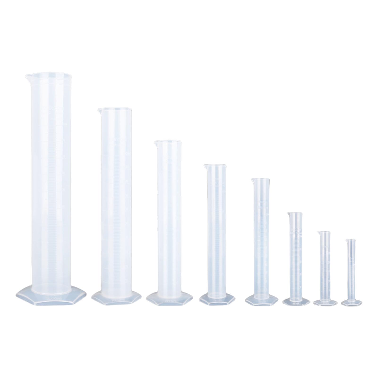 8 Pcs 10-2000ml Measuring Cylinder Set 2-Sided Marking Lab Cylinders Multifunctional Graduated Cylinder for Laboratory