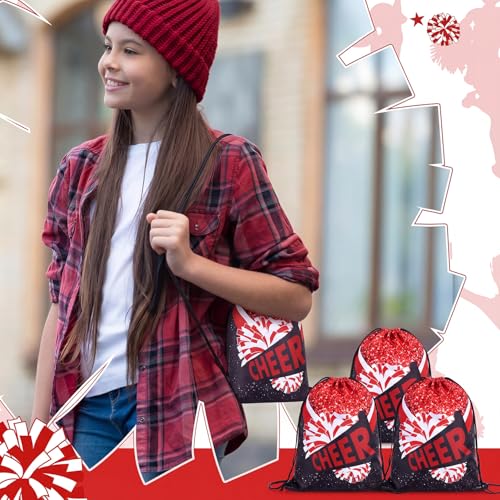 Image of SATINIOR 20 Pcs Cheer Bags Bulk Cheer Drawstring Backpacks Cheerleader Bags Cheerleading Gift for Cheerleaders(Hot Red)