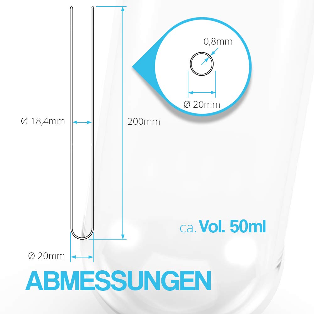 Tuuters Glas Reagenzgläser mit Lamellen-Stopfen in Silber (200 x Ø20 mm) | Reagenzglas mit Verschluss, Volumen ca. 50 ml – Made in Germany, luftdicht, lebensmittelecht, ideal als Gastgeschenk