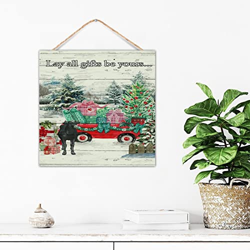 Nain de Noël camion rouge - Décoration murale inspirante pour bureau en bois