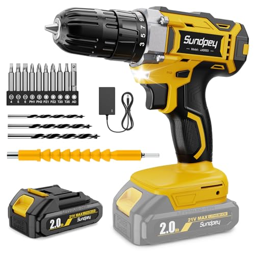 21V Taladro Atornillador Bateria 2000mAh - 45Nm Max Destornillador Electrico Inalámbrico, Apto para Baterías Makita, Atornillador Electrico con 25+1 Ajustes, 2 Velocidad, Luz LED, para Hogar Bricolaje