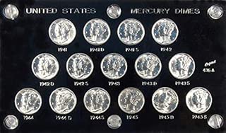 Complete Set Mercury Dimes (15-Coins) 1941 to 1945 PDS all Brilliant Uncirculated Silver and Clad Half Dollars (1/2) - Exceptional Coins - All BU in Special Capital Holder - coolthings.us