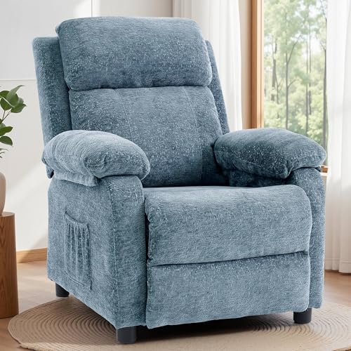 Image of Korser Recliner Chair, Living Room Chairs for Adults, Padded Deep Seat Reading Chair with Side Pockets, Small Recliners for Small Spaces, Lounge Chair for Living Room, Bedroom, and RV (Chenille)