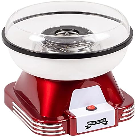 Gadgy Candy Floss Maker | Retro Cotton Candy Machine | Suitable for Sugar or Candies | Including Candlyfloss Sticks | 500W Red/White Cover