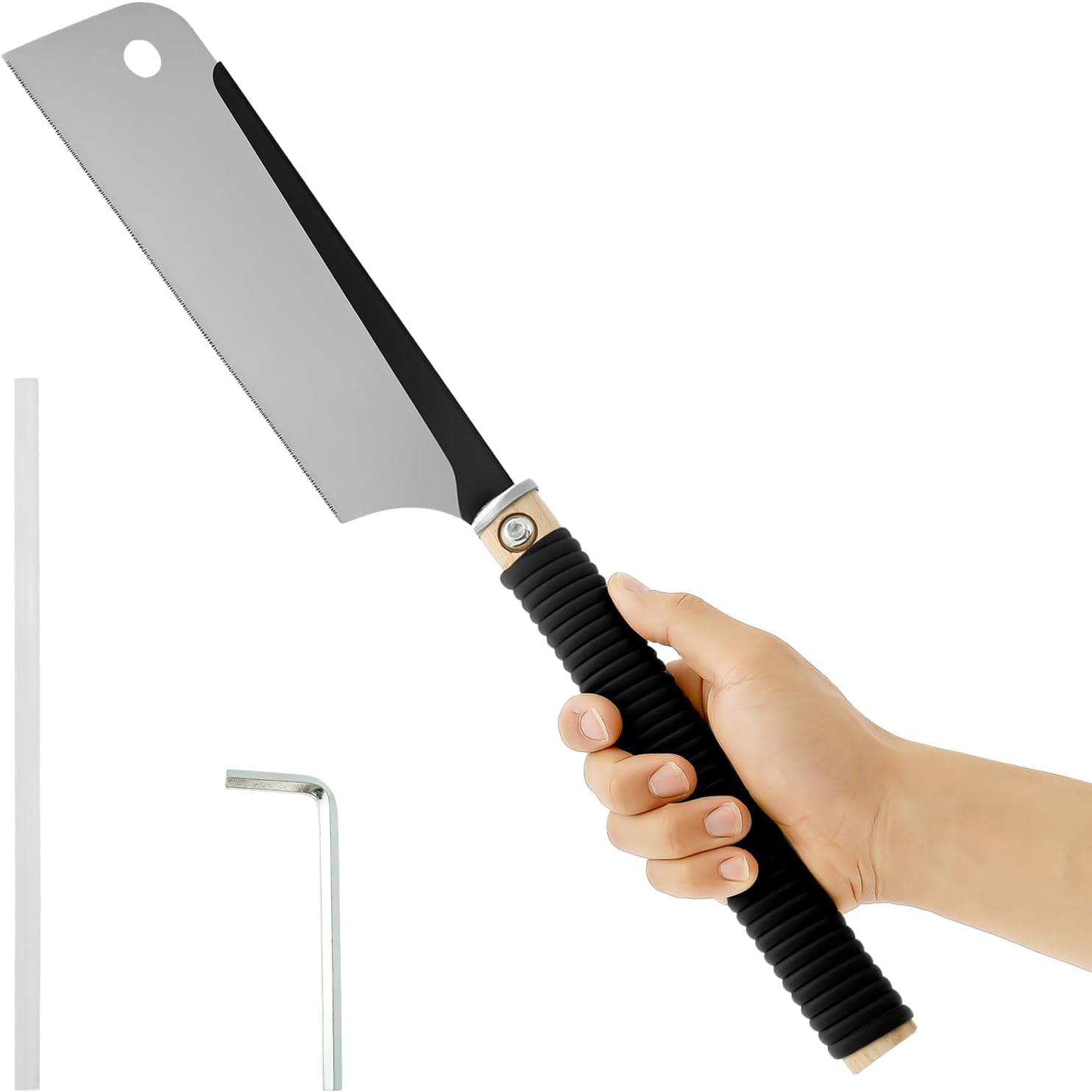 NIHUIFDPY 10-Inch Japanese Pull Saw, 17 TPI SK5 High Carbon Steel Flush Cut Hand Saw with 3-Sided Teeth, Lightweight Woodworking Handheld Trim Saw for Precise Wood, Plastic & Branch Cutting-image-17