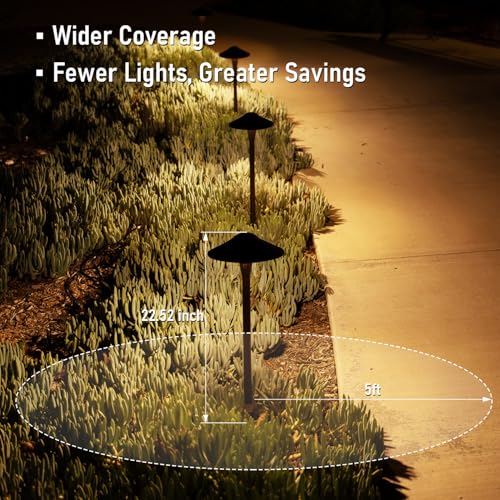 Image of LEONLITE 6-Pack 5CCT Low Voltage LED Pathway Lights, Saucer Head