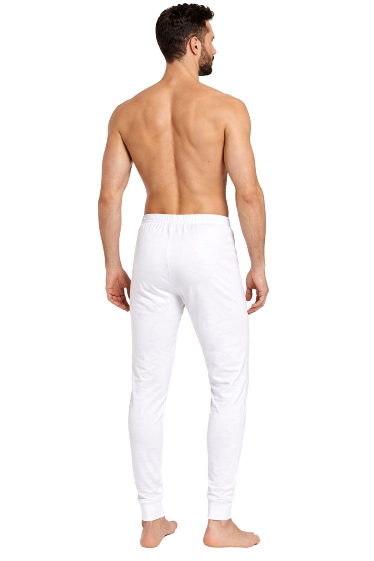 LADY·C Mallas largas de algodón Interlock para hombre, térmicas y suaves, banda de confort en la cintura, botón frontal – Ropa interior de invierno 100% algodón blanco/negro