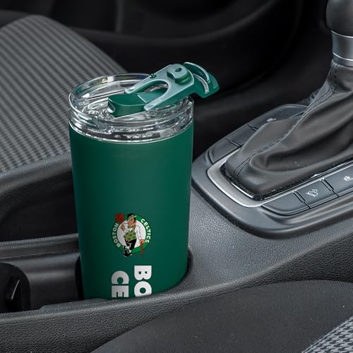 Image of Rico Industries NBA Basketball Boston Celtics Green 24oz Stainless Steel Tumbler with Lid and Dual Functioning Lid