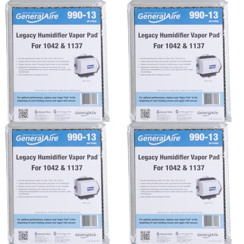 4-PK -GeneralAire 990-13 Humidifier Water Vapor Pad- GFI #7002 Compatible with GeneralAire 709, 990, 1040, 1137, 1042LH, and SL16 Humidifiers