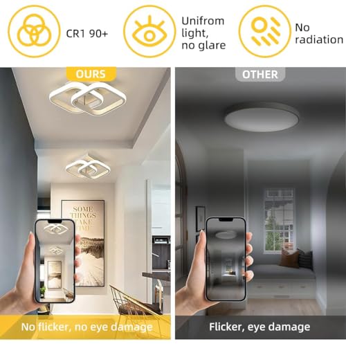 Image of Desidiya 22w Square Chandelier Lights for Ceiling, Modern Ceiling Lights Led Acrylic Minimalism Square Led Ceiling Lamps for Hallway Office Bedroom Kitchen Living Room