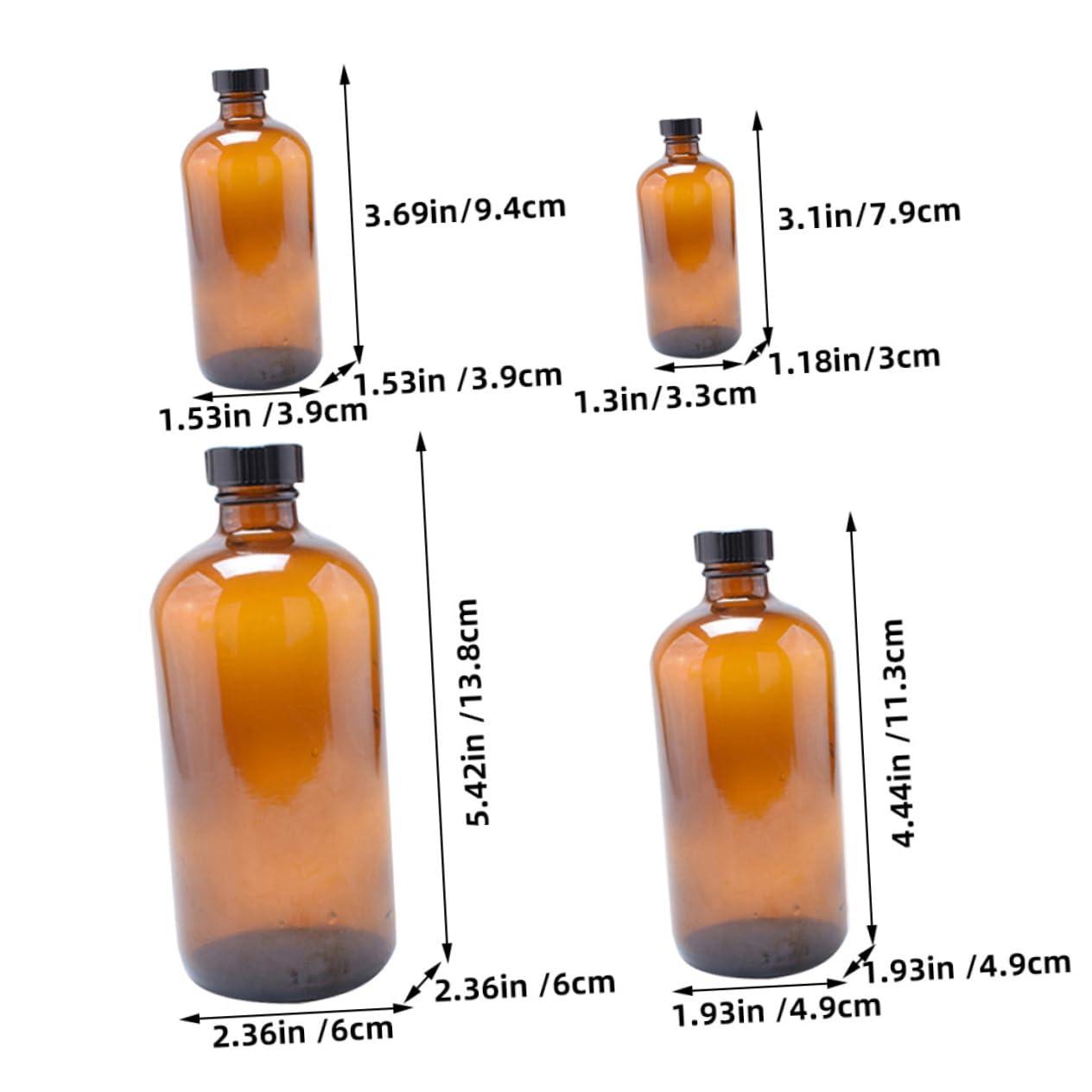 OSOLADY 4pcs Boston Glass Bottle Empty Glass Bottles Amber Bottle Useful Glass Bottle Small Reagent Bottle Round Glass Bottle Reagent Bottle with Caps Cone Cap Bottle Brown Plastic
