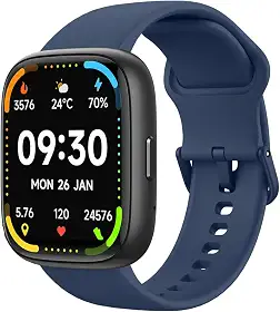 Bettdow SmartWatch, relogio smartwatch com Ecrã tátil e Alexa, à prova d'água IP68, relogio feminino e masculino, com modo esportivo e recebimento de notificações (azul)