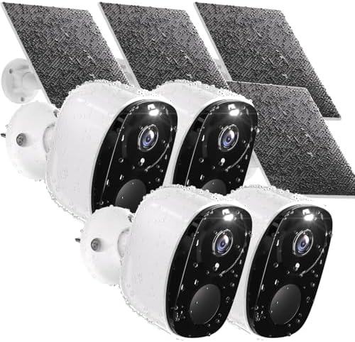 Amazon.com : Rraycom 4pc Solar Security Cameras Wireless Outdoor, 2K ...