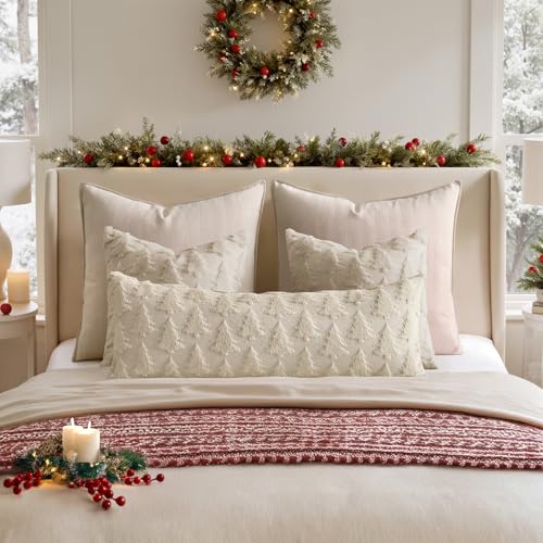 Image of MIULEE Christmas Throw Pillow Cover Beige 14x36 Lumbar Body