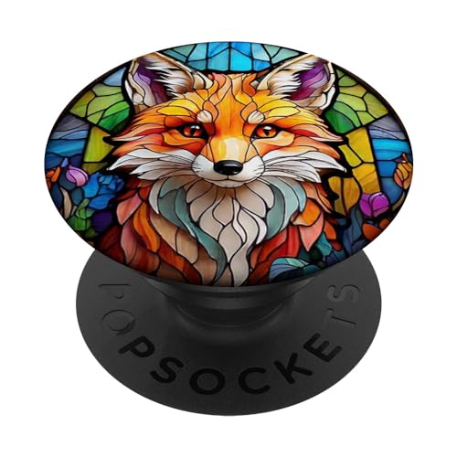 Stained Glass Red Fox PopSockets Adhesive PopGrip
