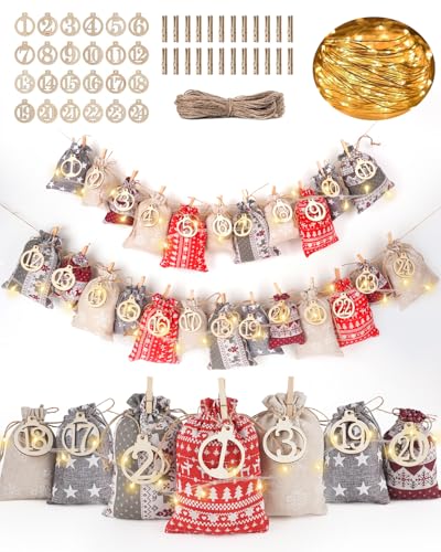 DIY Adventskalender zum Selber Befüllen Stoff: Stoffsäckchen...