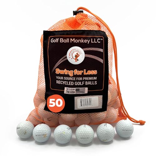 Golf Ball Monkey Cheap Recycled for Titleist ProV1 Golf Balls & Pro V1X Golf Balls Mix with Mesh Bag - 50 Pack 3A / Good Condition Balls for Titleist Golf Balls Pro V 1 & ProV1x Used Golf Balls Bulk