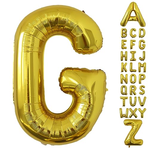 Image of Letter Balloons Gold Party Balloon - 40 Inch Large Gold Letter G Balloon, Letter Balloon Birthday Decorations, Balloon for Women Men Anniversary Party Decorations Supplies